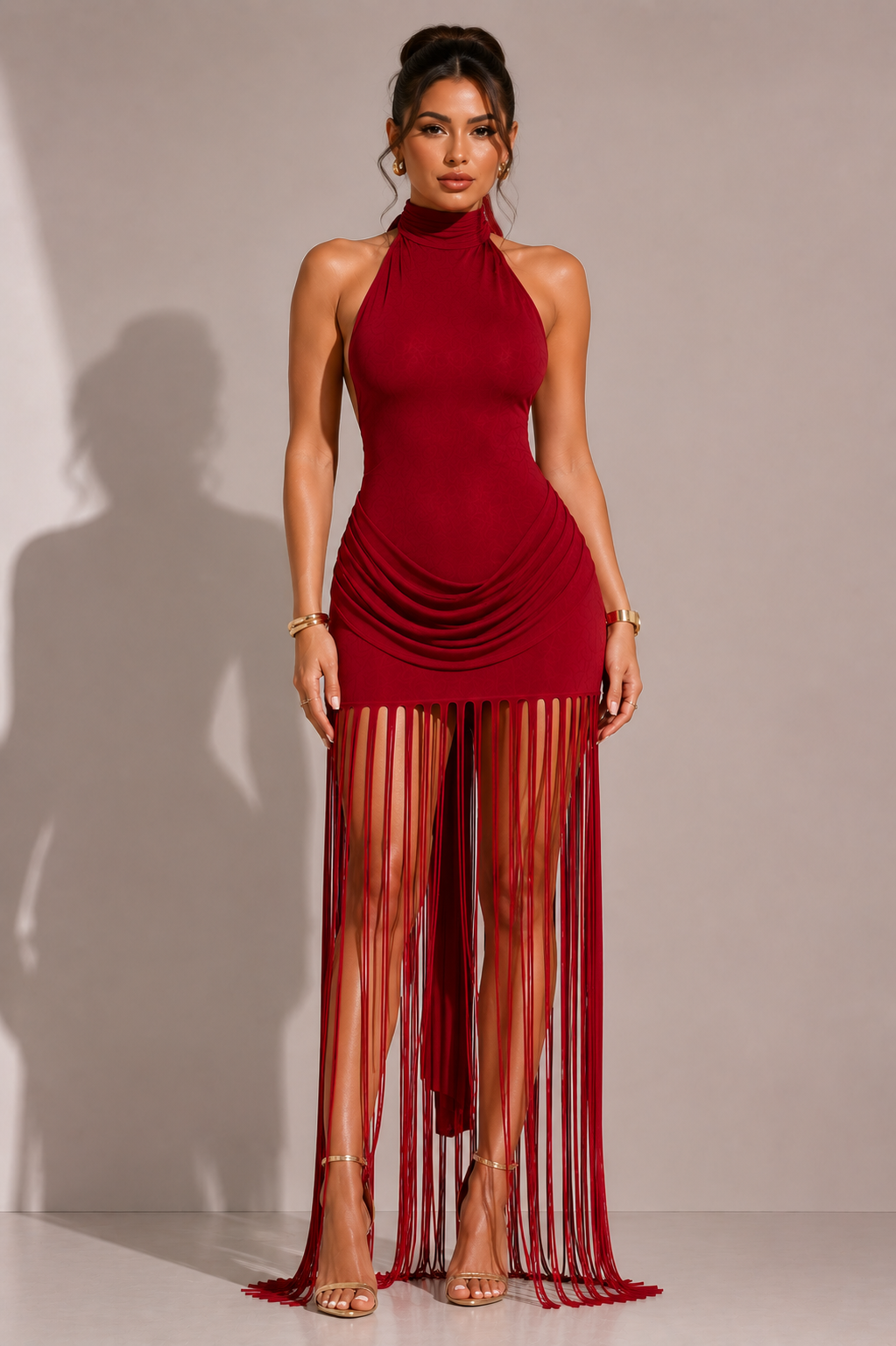 Riviera Fransen-Neckholderkleid