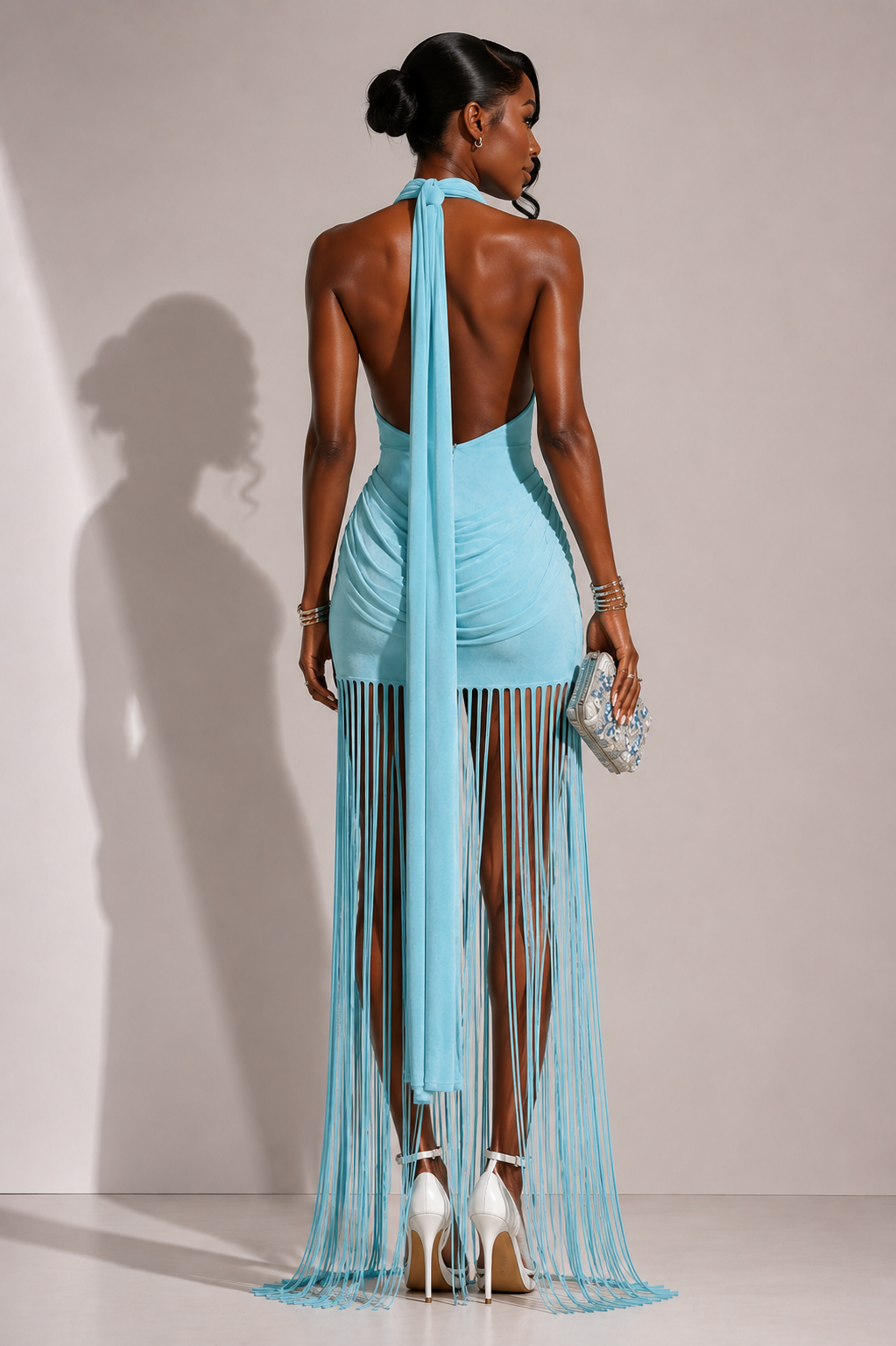 Riviera Fransen-Neckholderkleid
